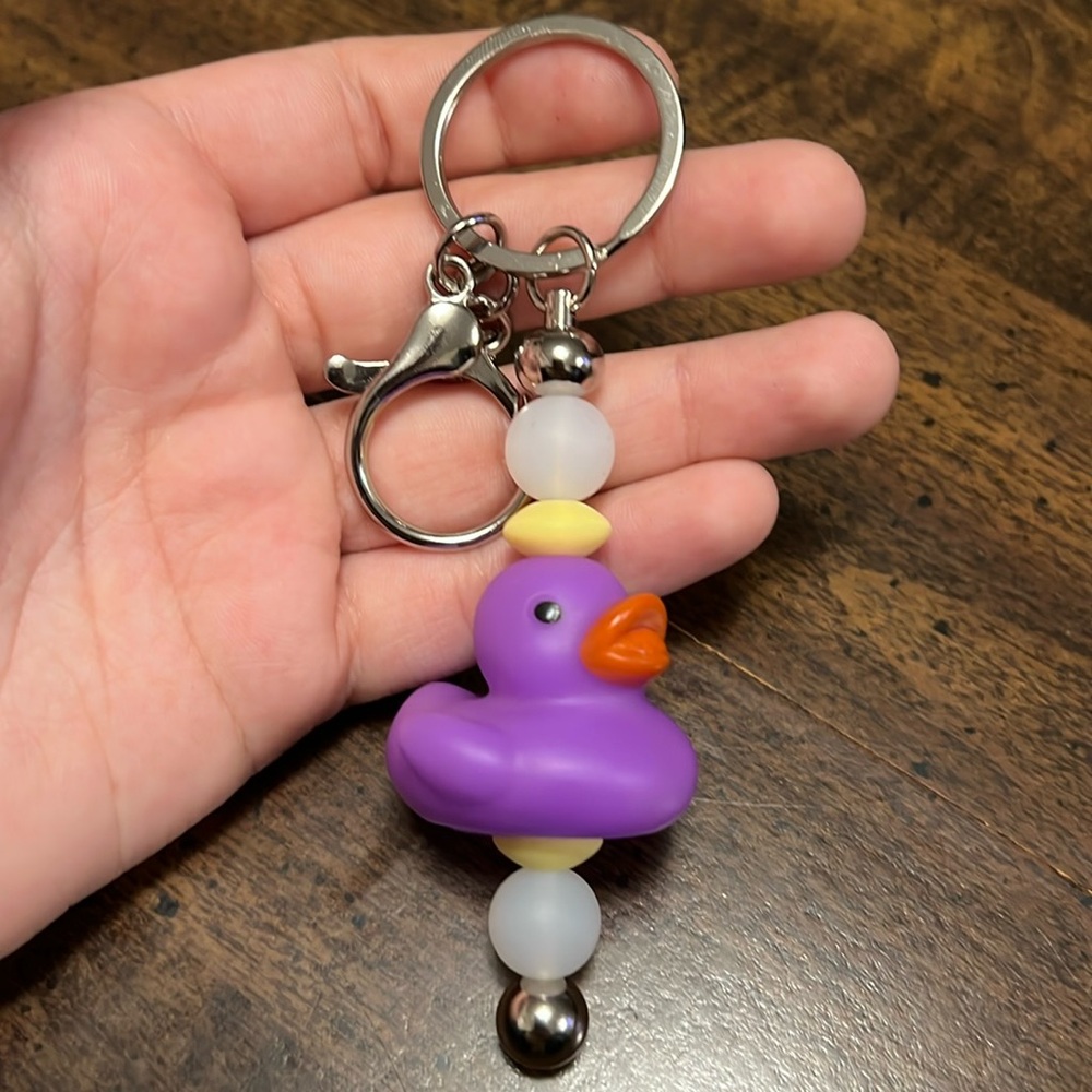 Handmade Purple Duck Keychain